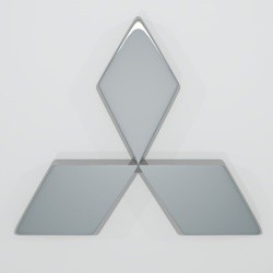 Эмблема на капот Mitsubishi 60*65 серебро